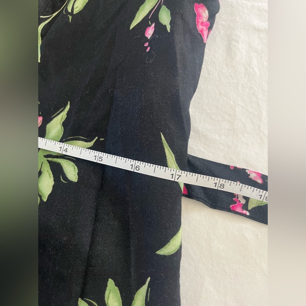 VTG 90S DRESSBARN moody pink Floral Black button dress cross back sz 8 50s 60s - Picture 11 of 11